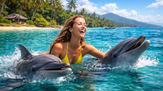 Swimming with dolphins Bali